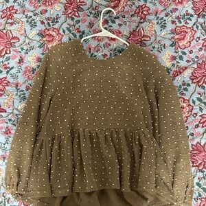 Brown Polka Dot Sweater/blouse